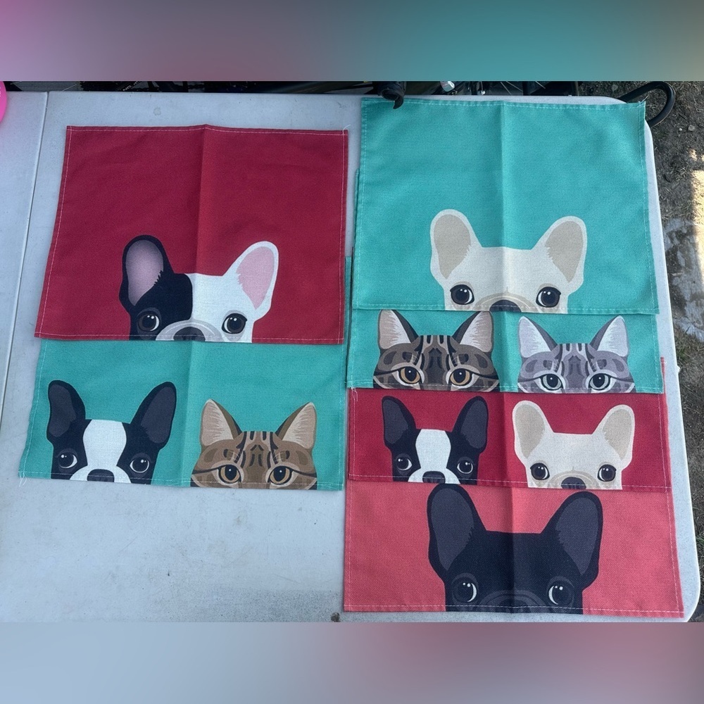 Colorful Pet Portrait Canvas Art, Cotton Linen Placemats, YIFAN - Picture 2 of 11